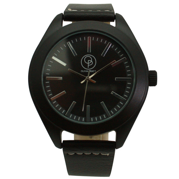 Olivia Pratt Minimalist Faux Leather Band Men Watch