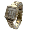 Olivia Pratt Small Square and Rhinestones Metal Band Women Watch