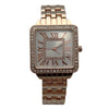 Olivia Pratt Small Square and Rhinestones Metal Band Women Watch