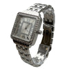Olivia Pratt Small Square and Rhinestones Metal Band Women Watch
