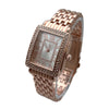 Olivia Pratt Square and Rhinestones Metal Band Women Watch